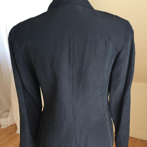 Navy silk blazer with natural shell button sz 1/2 - Picture 2 of 6